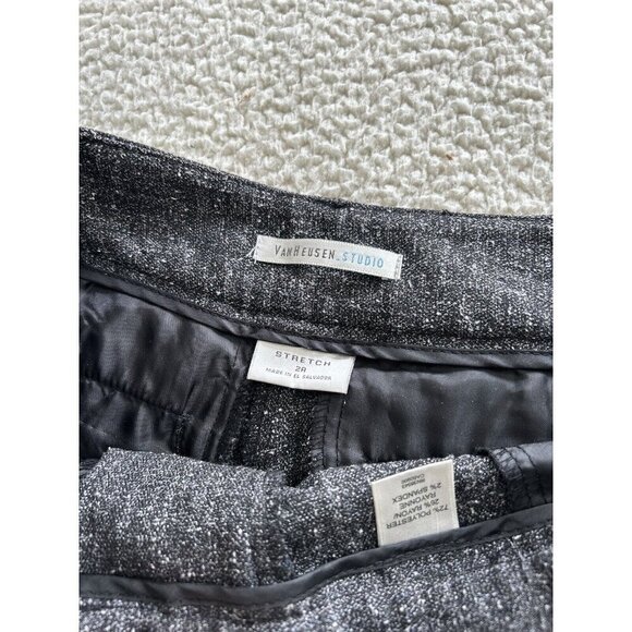 Van Heusen Studio Womens Stretch Dark Gray Tweed Straight Leg Dress Pants 2R - Picture 6 of 12